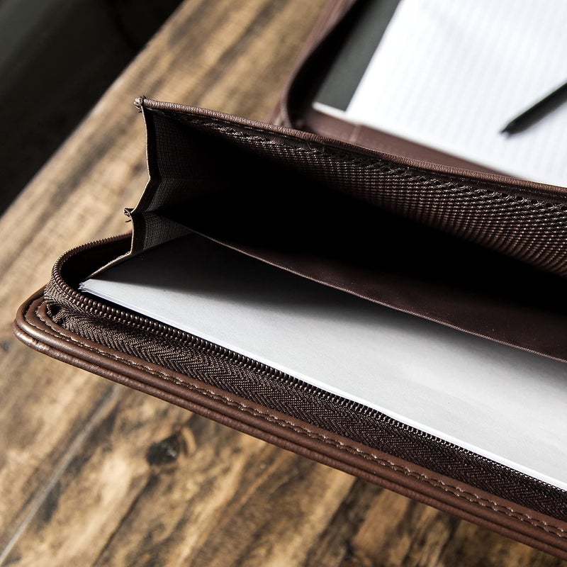 COSSINI Premium Business Portfolio with Zipper – Padfolio - Superior Business Impressions Begin with PU Vegan Leather, 10.1 Inch Tablet Sleeve, Smart Storage, Solar Calculator, Writing Pad -Brown - Image 5